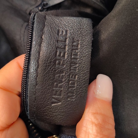 Vera Pelle Convertible Backpack Purse Bag Navy With removable Straps Italy Made - Picture 14 of 14